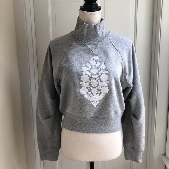 Free People Gray Sweatshirt with White Floral Design - Picture 3 of 6
